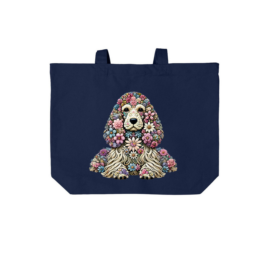Dog Mom Tote, a River Blue Navy Cotton Canvas Tote Bag