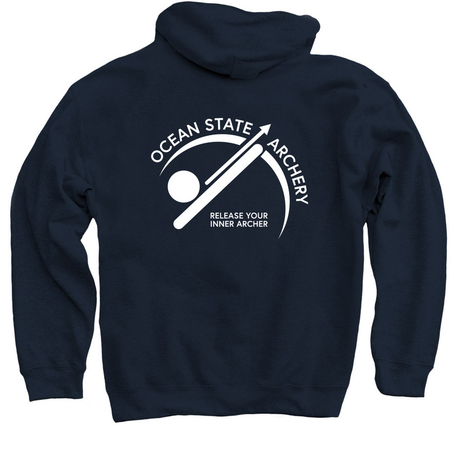 Navy/White Hoodie, a Navy Pullover Hoodie (back-view)