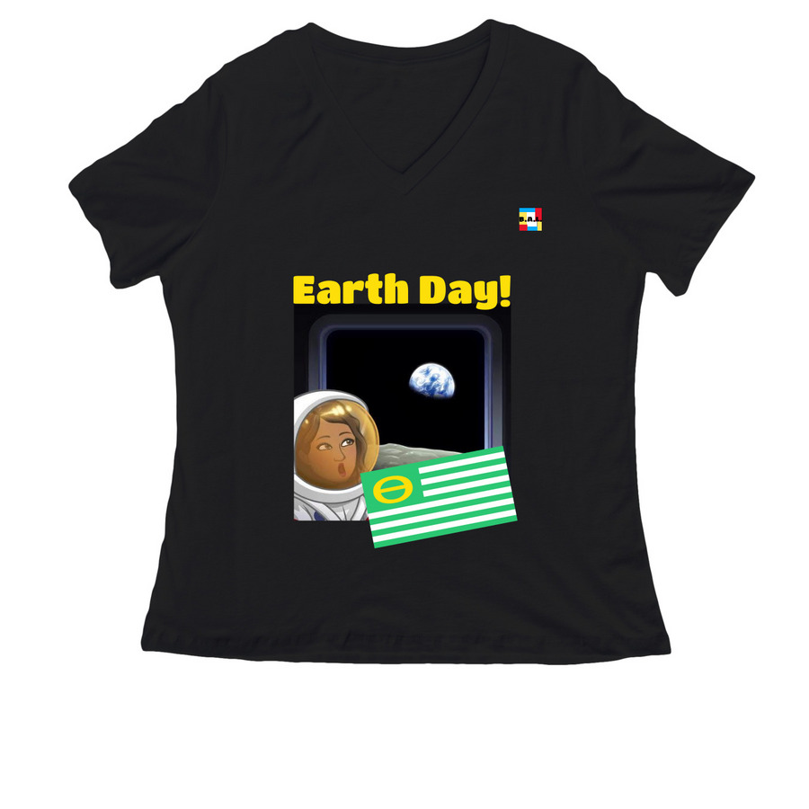 Balkoia Arts Limited - Earth Day, a Black Women's Relaxed V-Neck Tee