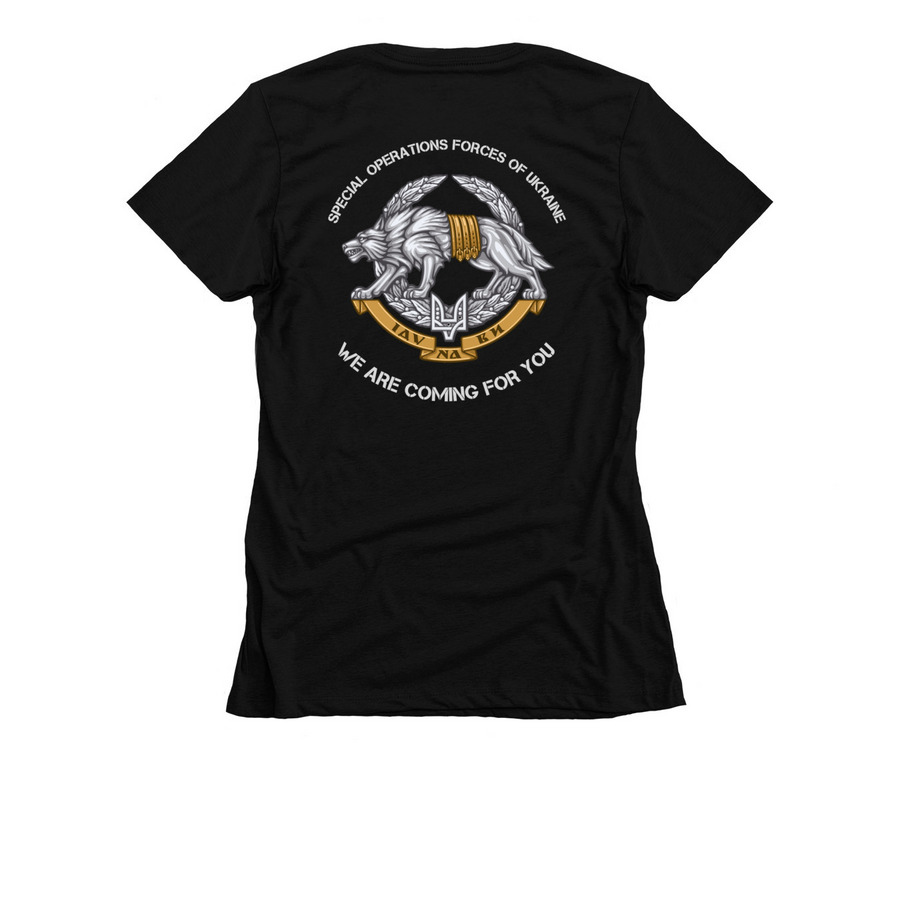 73rd Naval Spec Ops Center / Spec Ops Forces, a Black Women's Slim Fit Tee (back-view)