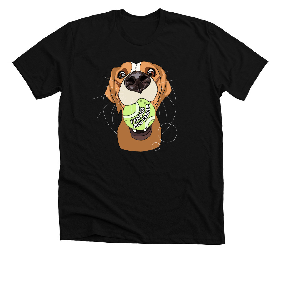 Famous Fido Rescue Tennis Ball, a Solid Black Blend Premium Unisex Tee