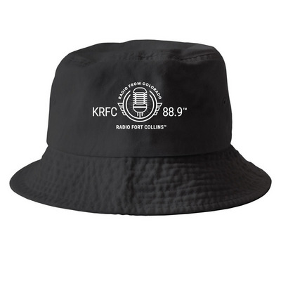 Hats, a Black Printed Bucket Hat