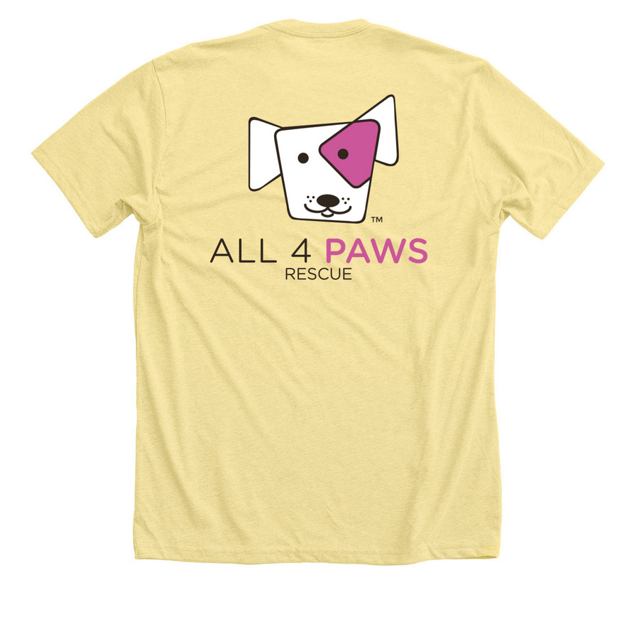All 4 Paws Official Merchandise - Pink Logo, a Heather Yellow Gold Premium Unisex Tee (back-view)