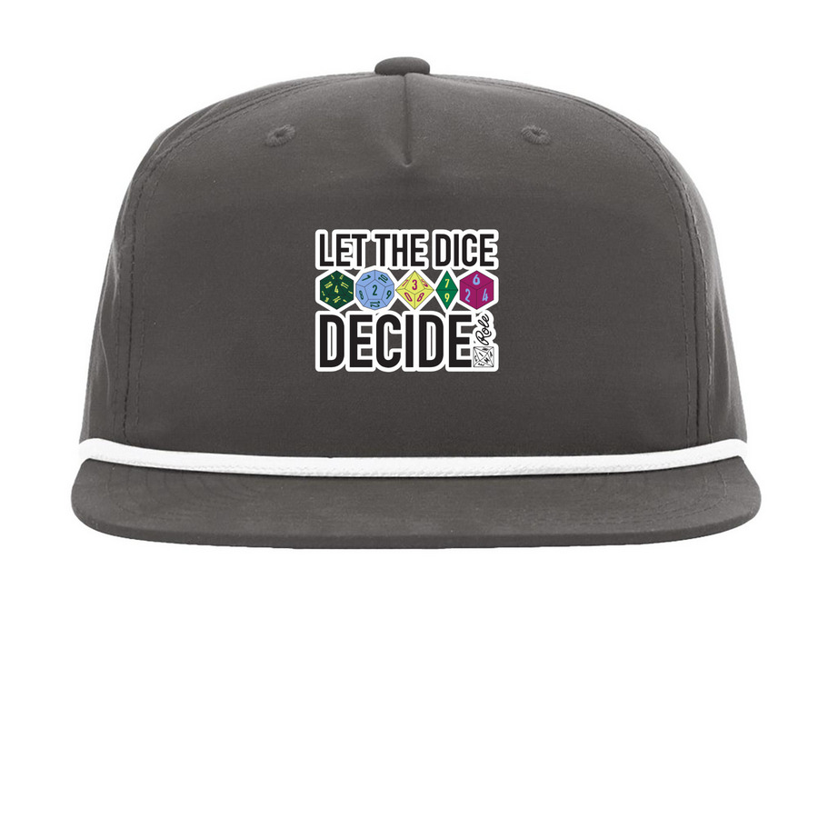 "Let the Dice Decide" Hats, a Charcoal/ White Printed Umpqua Snapback Cap