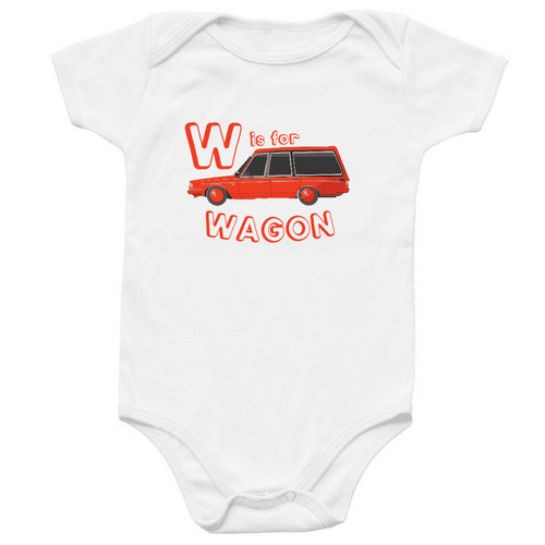 W is for WAGON, a White Infant Onesie
