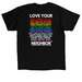 Love Your Neighbor, a Black Classic Unisex Tee (back-view)