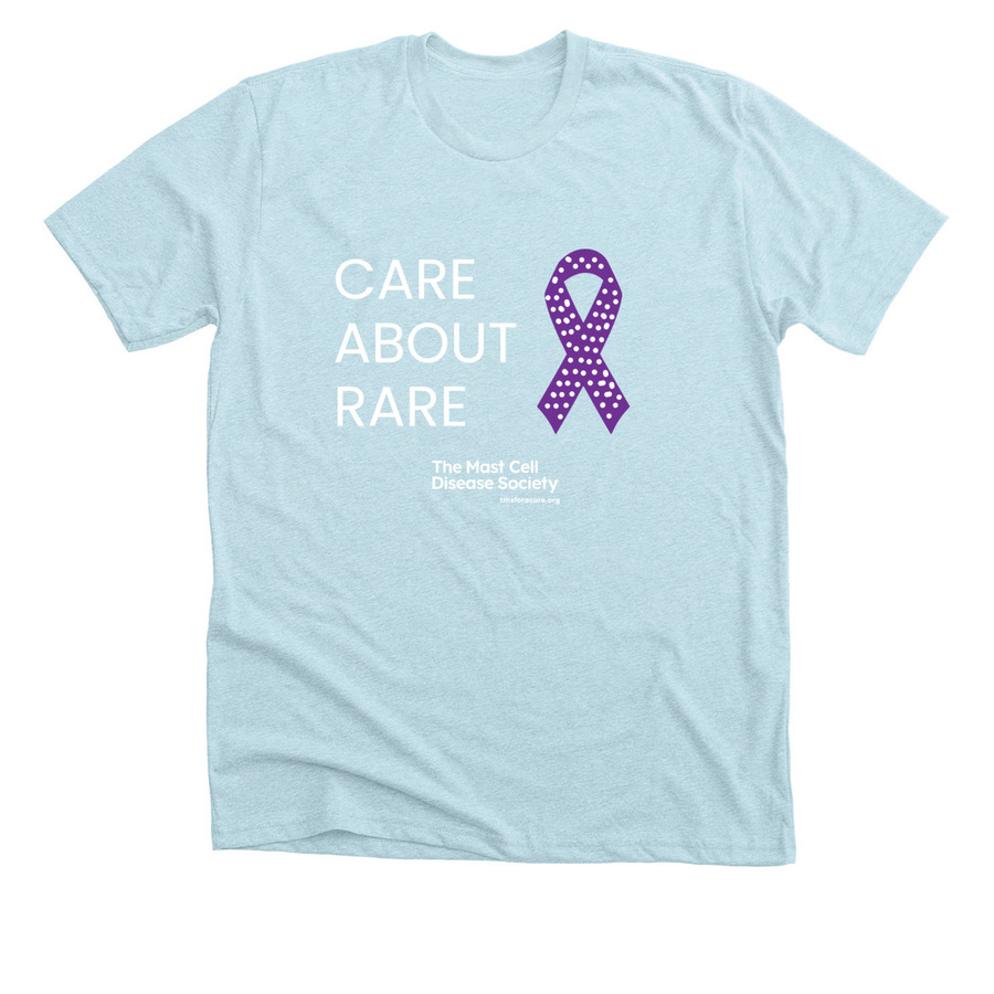 Care About Rare - Rare Disease Day 2022, a Heather Ice Blue Premium Unisex Tee