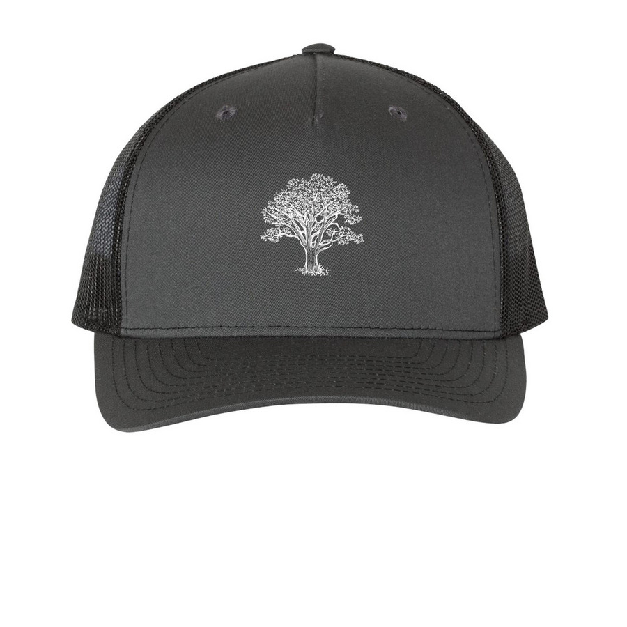 Descendants' Day Black Hat, a Charcoal/ Black Printed Five-Panel Trucker Cap