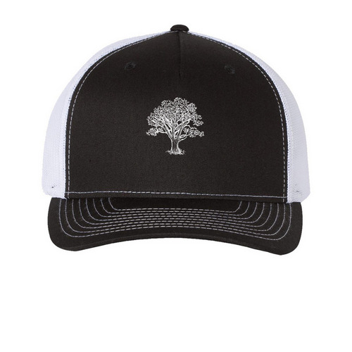 Descendants' Day Black Hat, a Black/ White Printed Five-Panel Trucker Cap