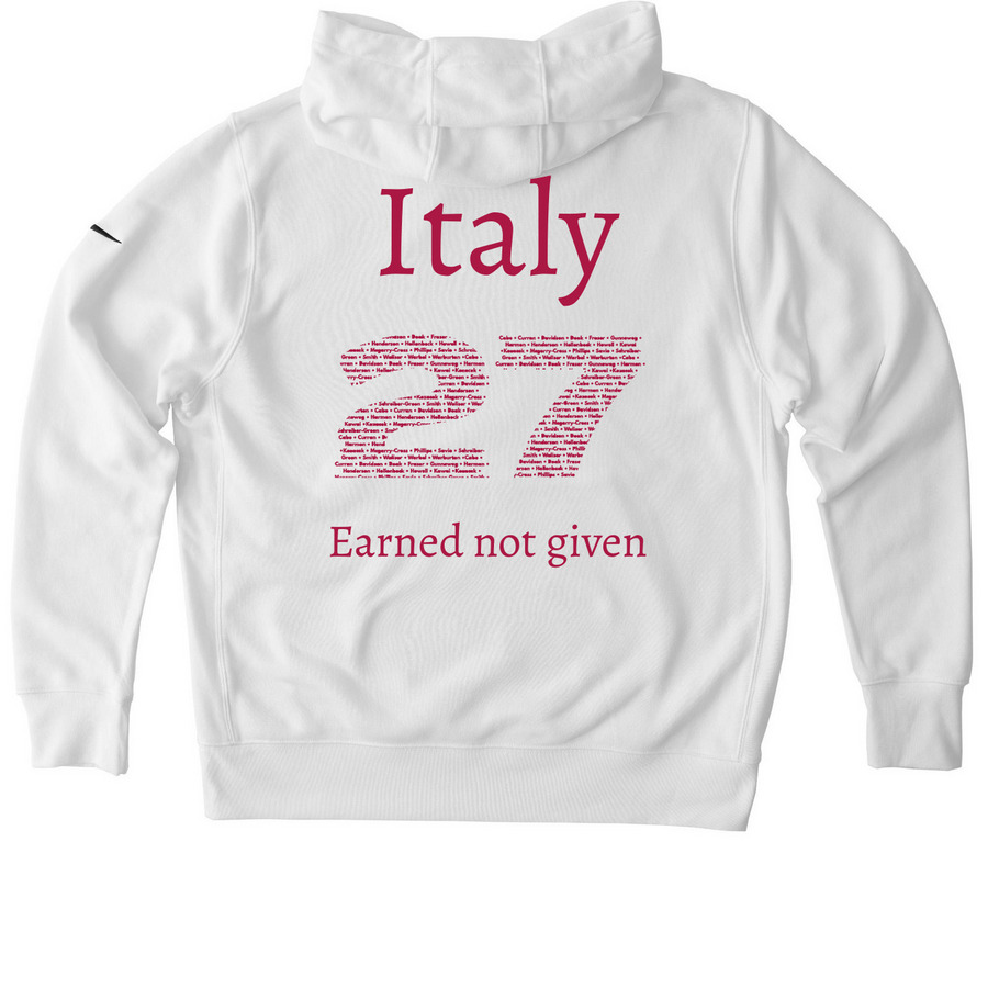 BISON 2027 PLAYER NAMES NIKE SPIRIT WEAR, a White Nike Club Fleece Pullover Hoodie (back-view)