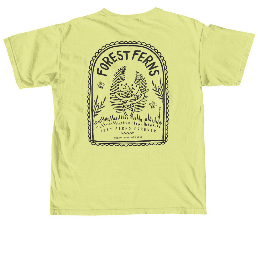 Forest Ferns Youth & Adult Shirts, a Neon Lemon Comfort Colors Unisex Tee (back-view)