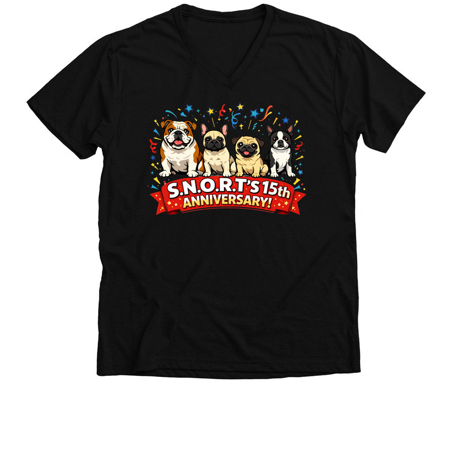 SNORT Is Turning 15!, a Solid Black Blend Premium V-Neck Tee