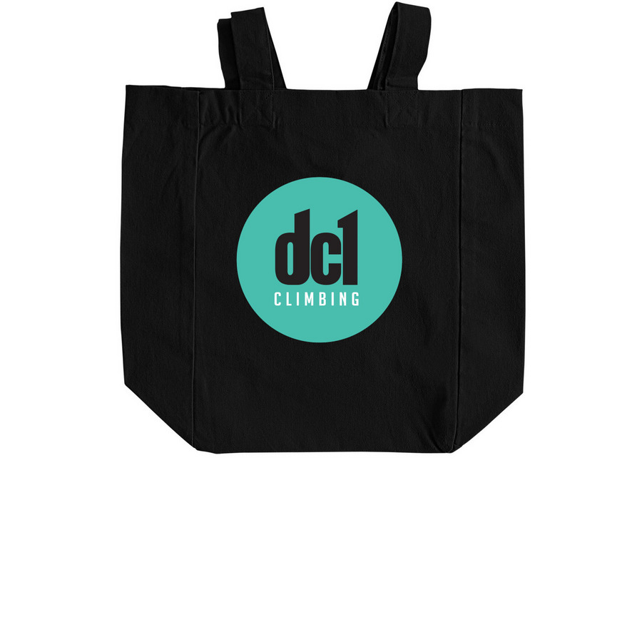dcTotes, a Black Recycled Cotton Tote Bag (back-view)