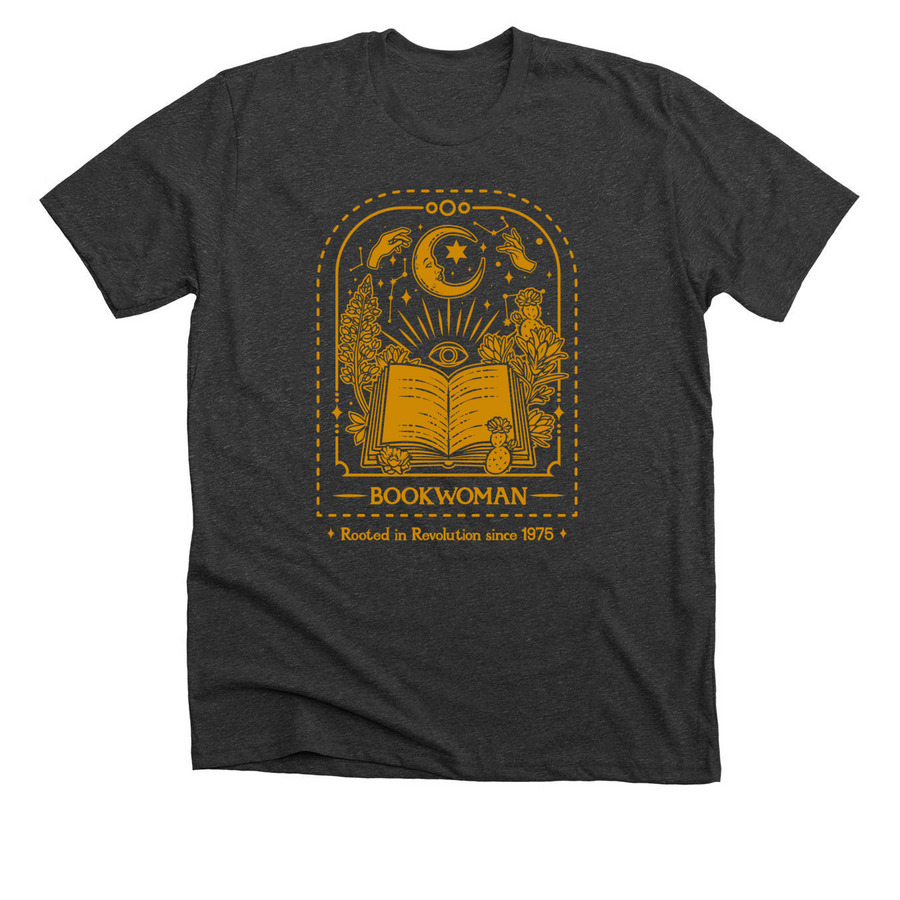 BookWoman Shirts, a Dark Grey Heather Premium Unisex Tee