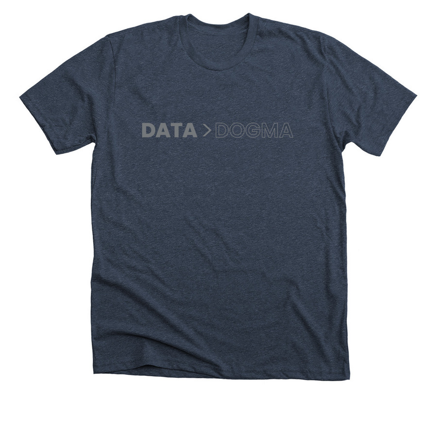 DATA > DOGMA, a Heather Midnight Navy Premium Unisex Tee