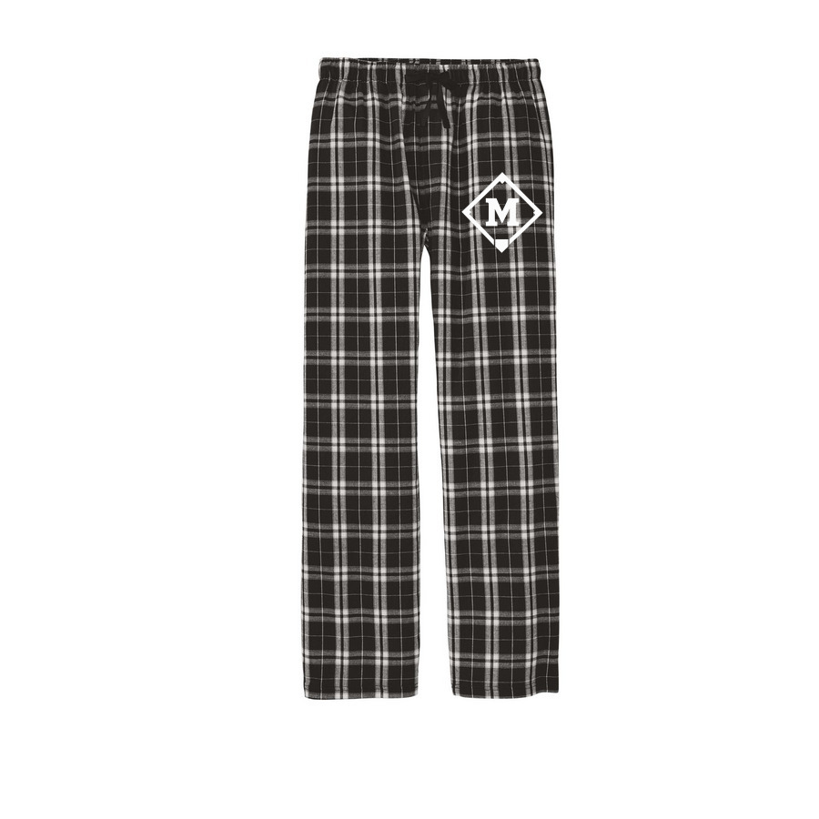 BASEBALL PLATE PJ, a Black Flannel Pajama Pant