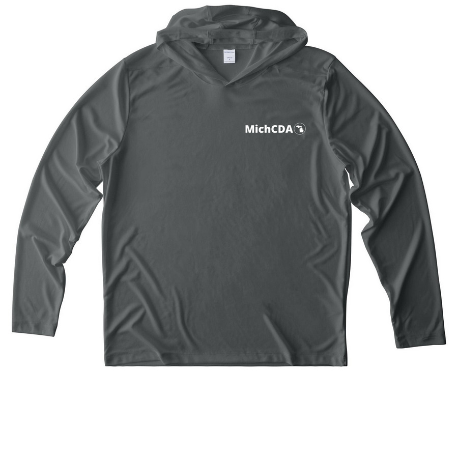 MichCDA Activewear, a Dark Smoke Grey UV Performance Long Sleeve Hoodie