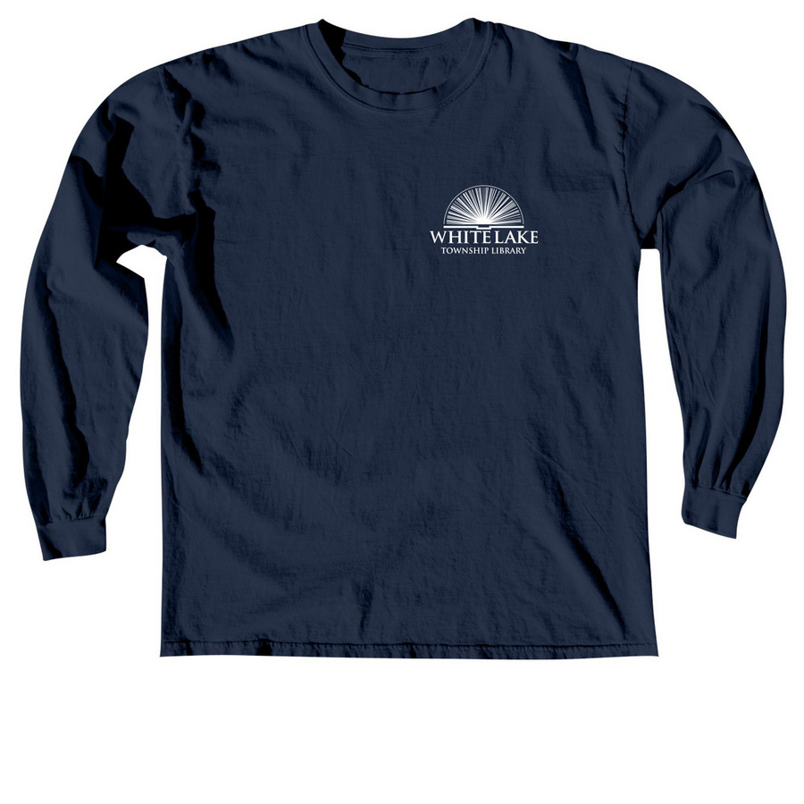 WLTL - Sm Logo White, a True Navy Comfort Colors Long Sleeve Tee