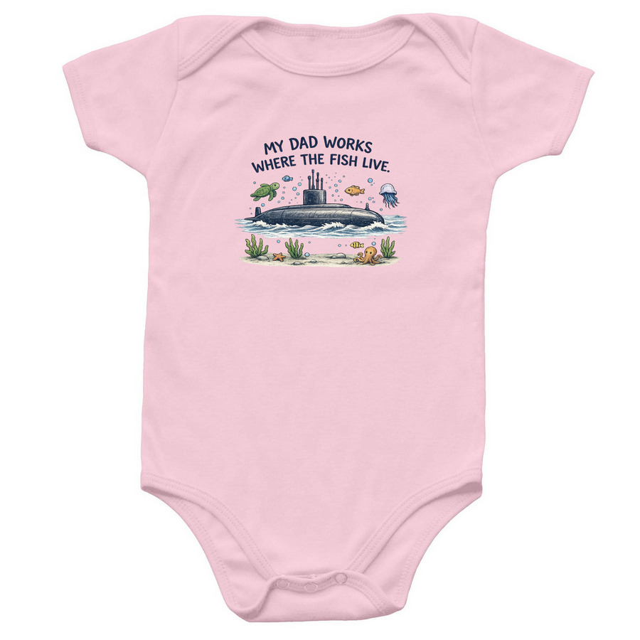 Work Where The Fish Live, a Pink Infant Onesie