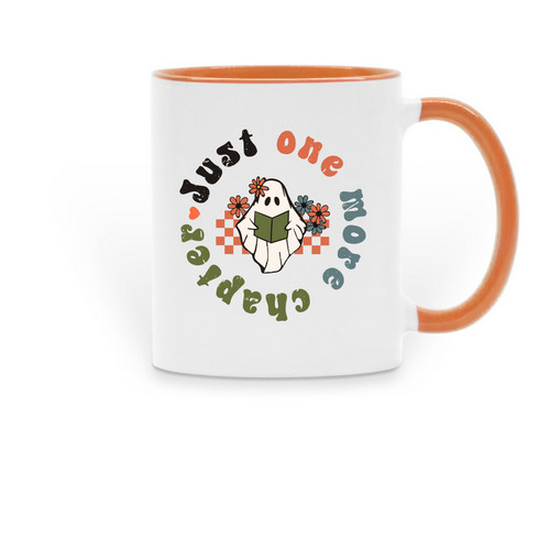 Just One More Chapter, a Orange Two-Tone Ceramic Mug