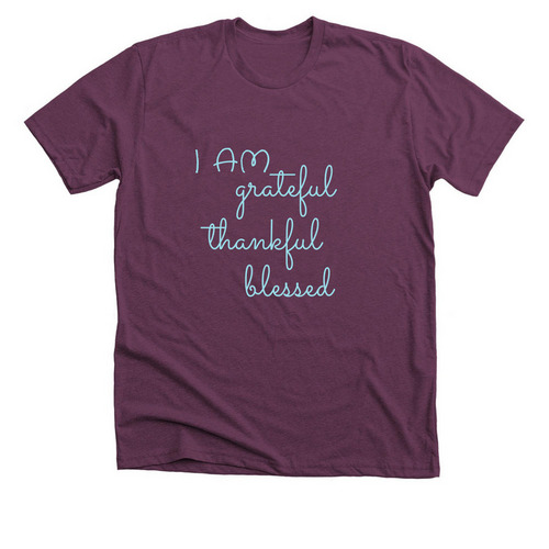 I AM Grateful, Thankful, Blessed, a Heather Maroon Premium Unisex Tee