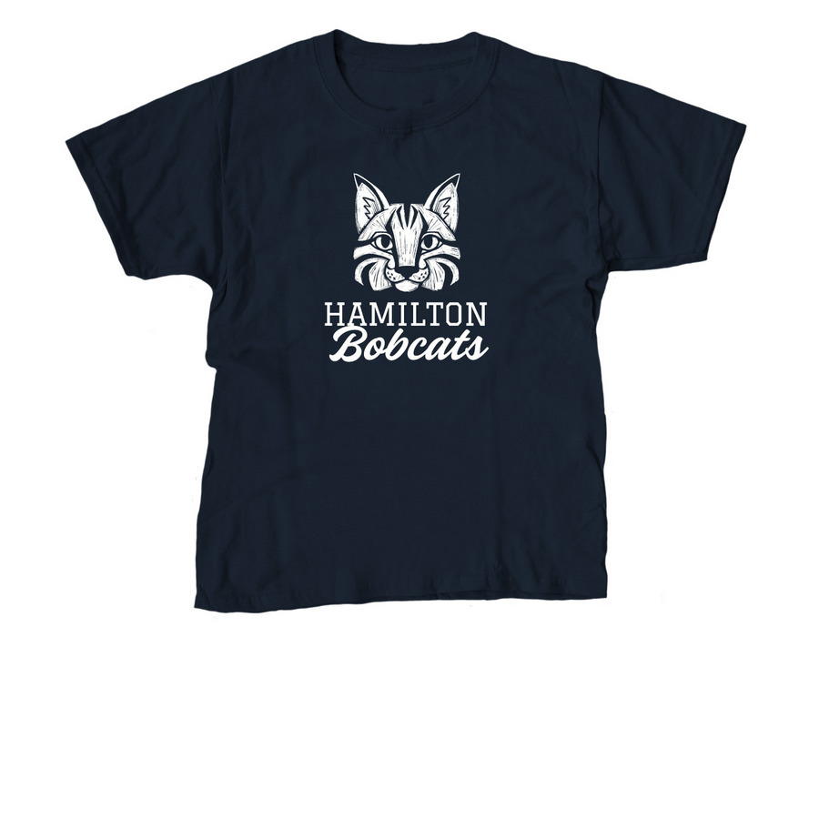 Fancy Bobcat White (kid), a Navy Youth Unisex Tee