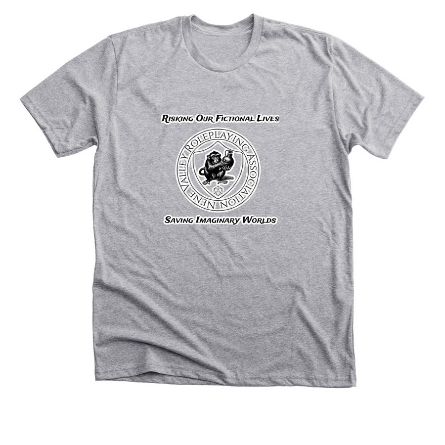 Outlined NVRA Logo and Moto, a Athletic Heather Premium Unisex Tee