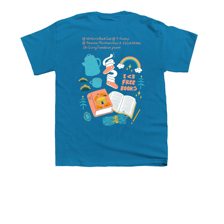 BOOK DROP 2024, a Sapphire Youth Unisex Tee (back-view)