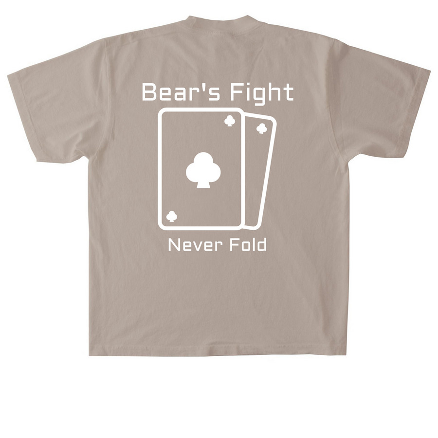 "Never Fold" T-Shirt, a Oatmeal Heavyweight Garment Dye Tee (back-view)