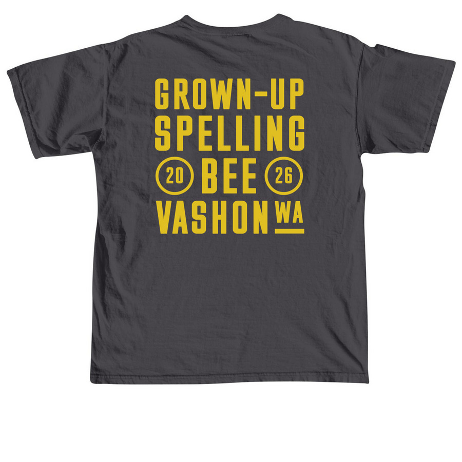 Grown Up Spelling Bee, a Graphite Comfort Colors Unisex Tee (back-view)