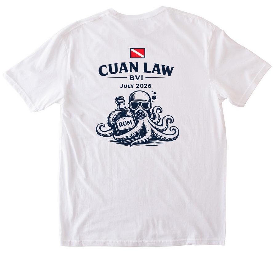 Cuan Law Trip Merch, a White Softstyle Cotton Tee (back-view)