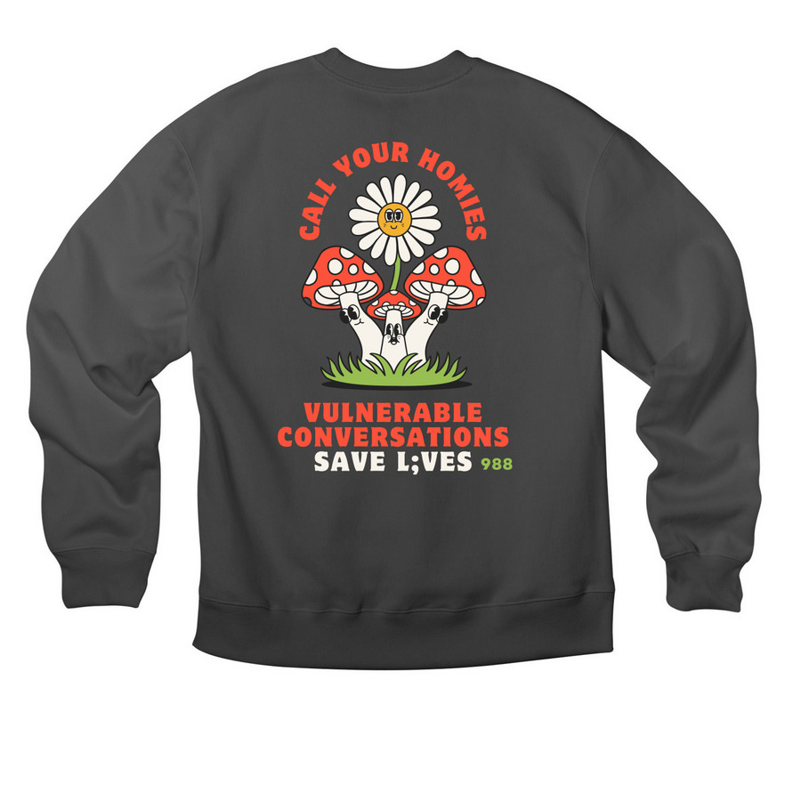 Call your homies, a Asphalt Premium Heavyweight Crewneck Sweatshirt (back-view)