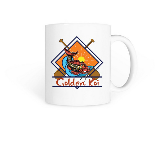 Golden Koi Mug, a White Coffee Mug