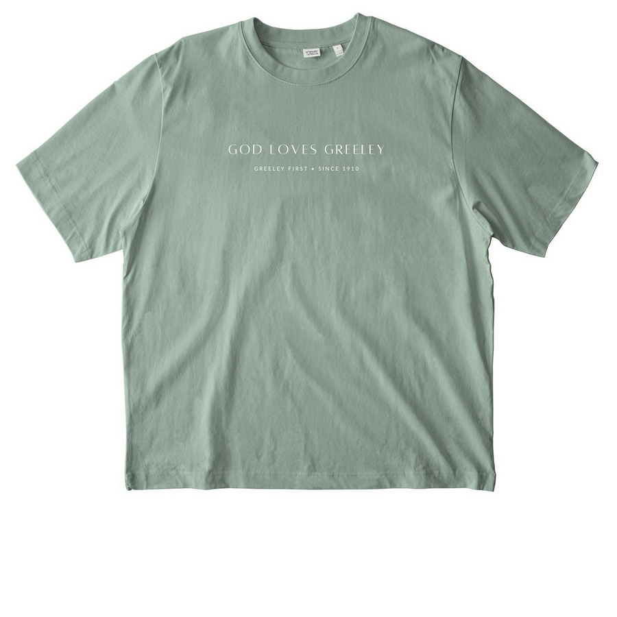 God Loves Greeley, a Aloe Stanley/Stella Unisex Freestyler Heavyweight Tee