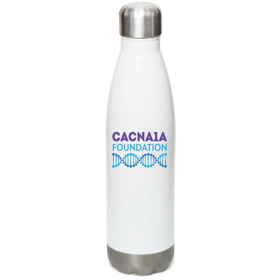 HELP CURE CACNA1A, a White Stainless Steel Water Bottle