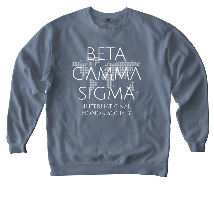 BGS World Map Tops, a Blue Jean Comfort Colors Crewneck Sweatshirt