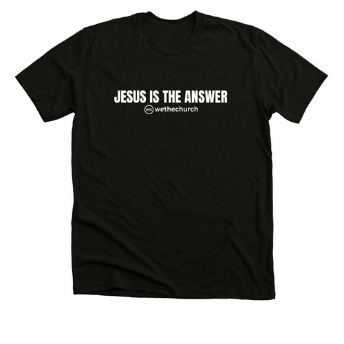JESUS IS THE ANSWER, a Solid Black Blend Premium Unisex Tee