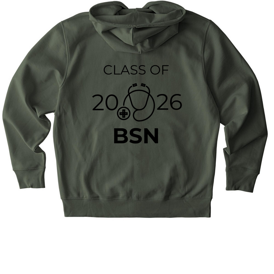 BSN 2026 (back design), a Khaki Green Stanley/Stella Unisex Cultivator 2.0 Zip Up Pullover Hoodie (back-view)