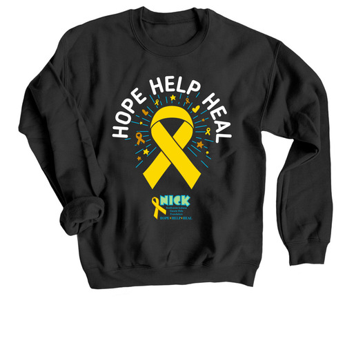 Hope Help Heal, a Black Crewneck Sweatshirt
