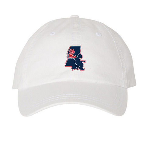 Oxford Mikey Hat&nbsp;, a White Printed Pigment Dye Baseball Cap