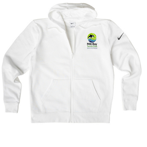 Mill Bay Tennis Club Seasonal Activewear, a White Nike Women's Club Fleece Zip Up Hoodie