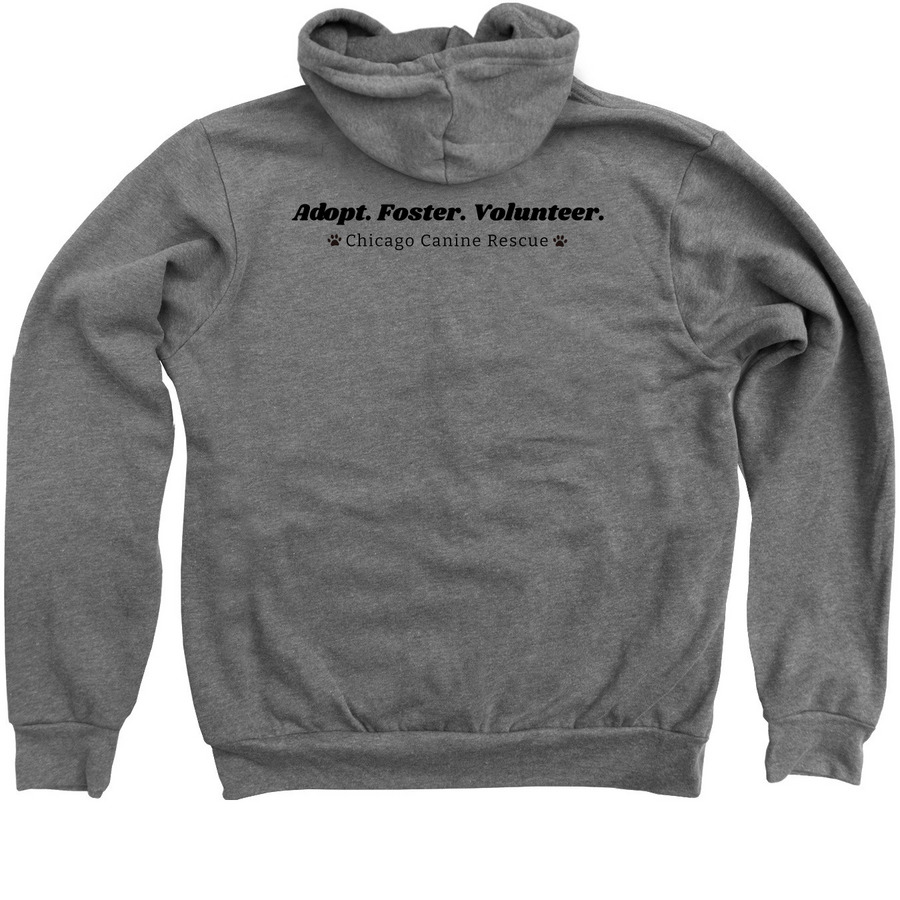 Classic CCR Logo, a Deep Heather Zip Up Hoodie (back-view)