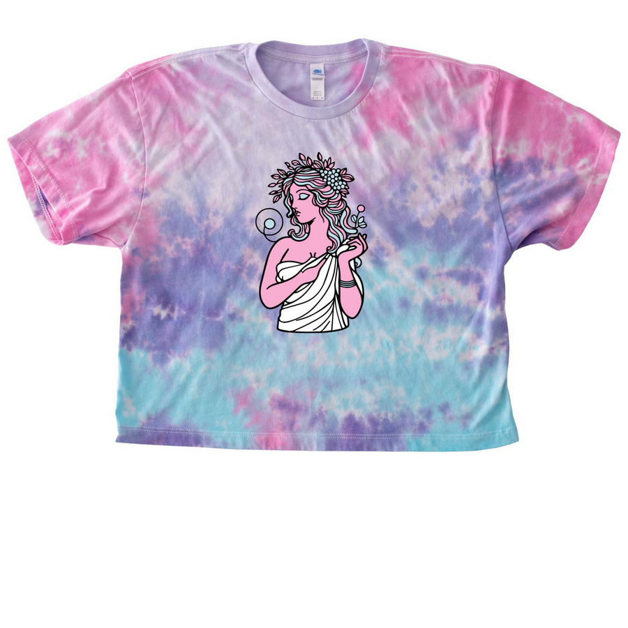 Tie-Dye Aphrodite, a Cotton Candy Women's Tie Dye Cropped Tee