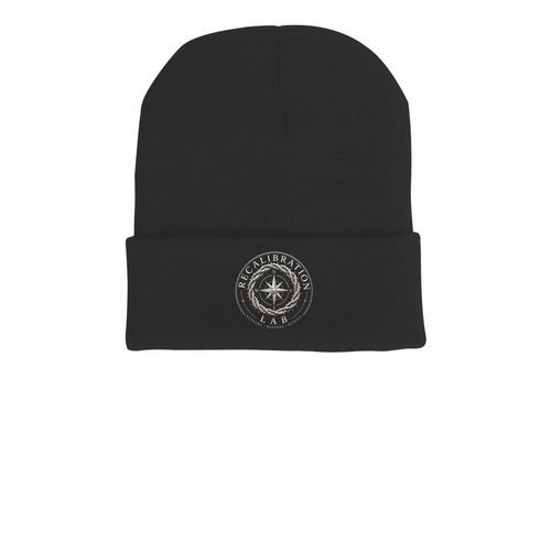 Recalibration Lab Beanie, a Black Printed Cuffed Beanie