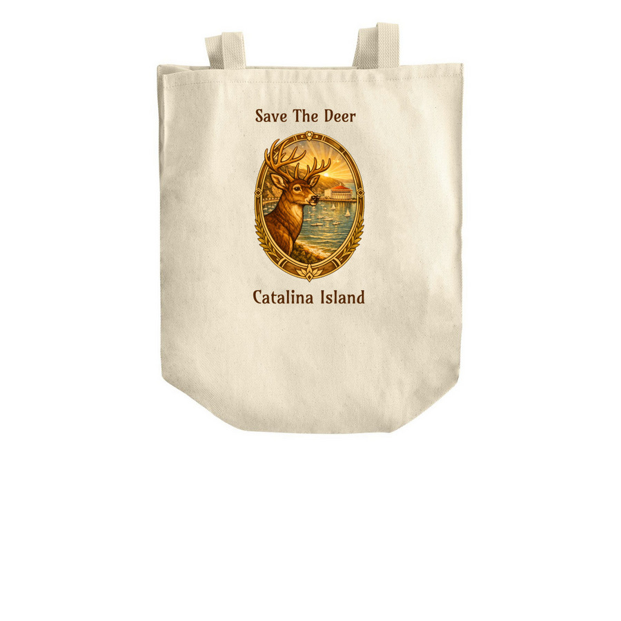 Coalition to Save Catalina Island Deer, a Natural Over-the-Shoulder Shopping Tote Bag (back-view)