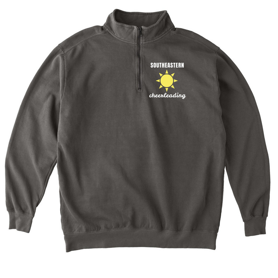 The Summer Cheerleader, a Pepper Comfort Colors Quarter Zip Pullover