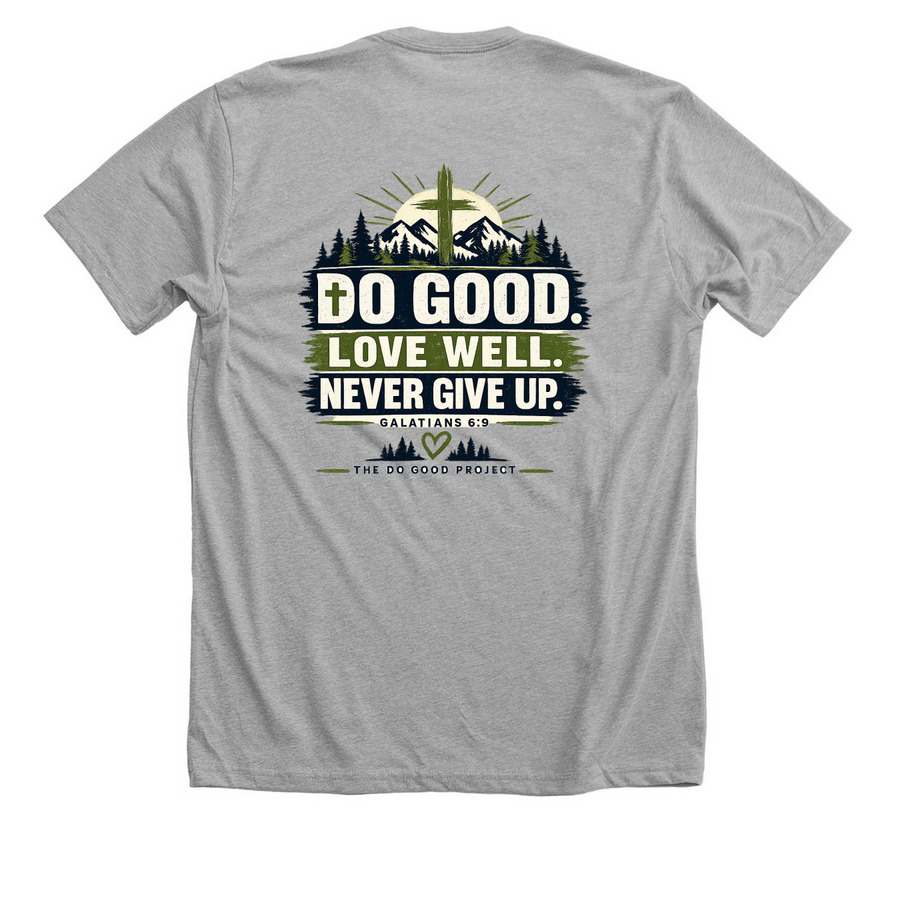The Do Good Project&nbsp;, a Athletic Heather Premium Unisex Tee (back-view)