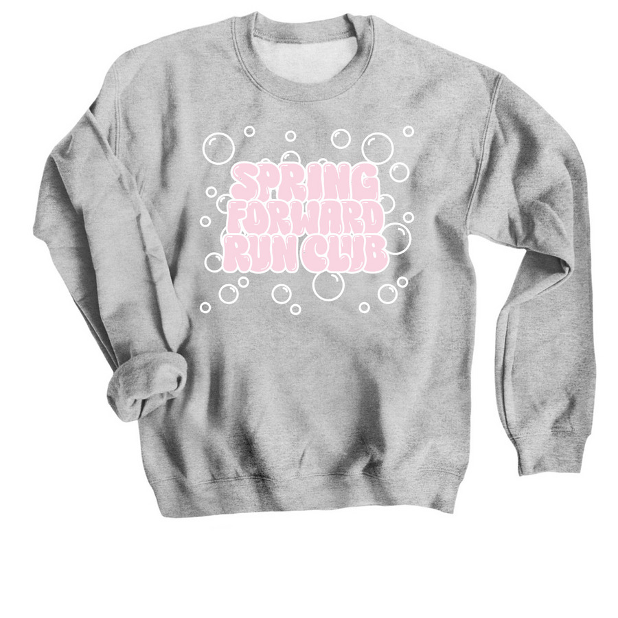 Spring Forward Run Club - BUBBLES, a Sport Grey Crewneck Sweatshirt