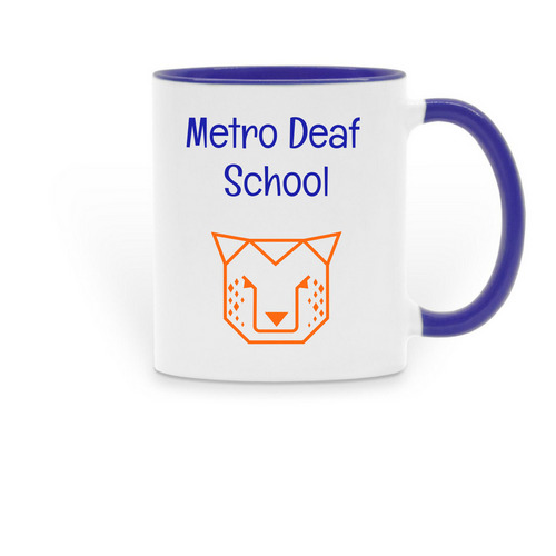 Metro Deaf School Mug, a Dark Blue Two-Tone Ceramic Mug