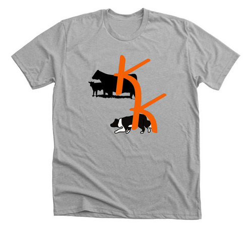 KK Ranch and Stockdogs, a Athletic Heather Premium Unisex Tee